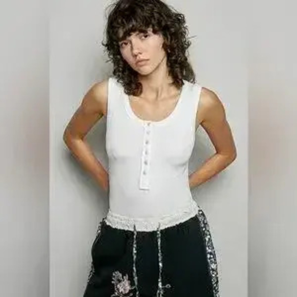 POL Colorful Button Round Neck Ribbed Tank - Picture 5 of 7